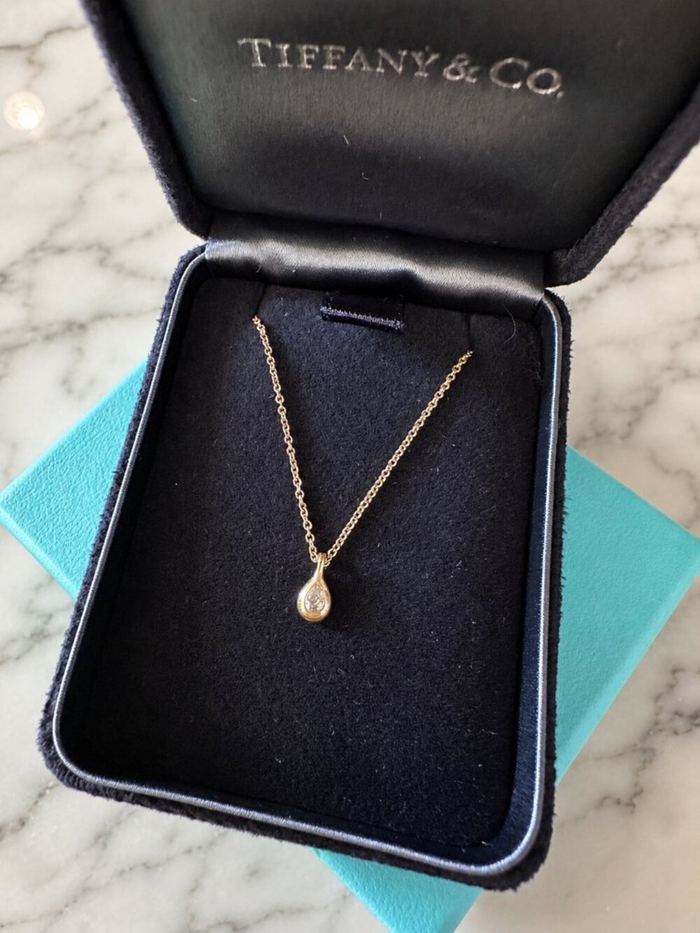 Tiffany & Co. Elsa Peretti Diamonds by the Yard Pendant 18K Gold Chain 20"